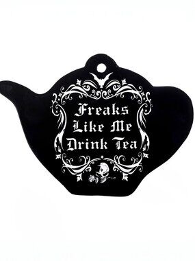 Alchemy Gothic ✦ Freaks Like Me Drink Tea Ceramic Trivet ✦ Teapot Coaster NWT